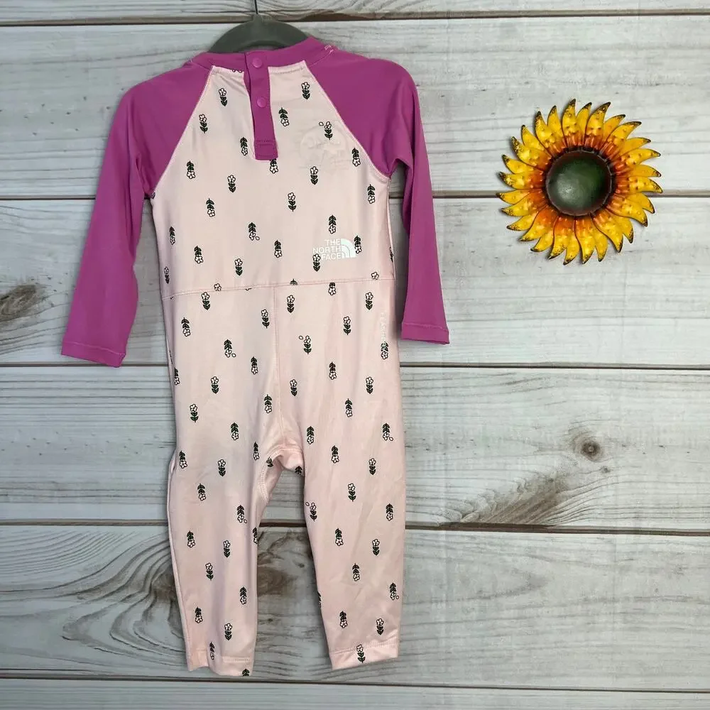 The North Face Baby Girl Long‎ Sleeve Rash Guard Sunsuit UPF 40 6-12 Months